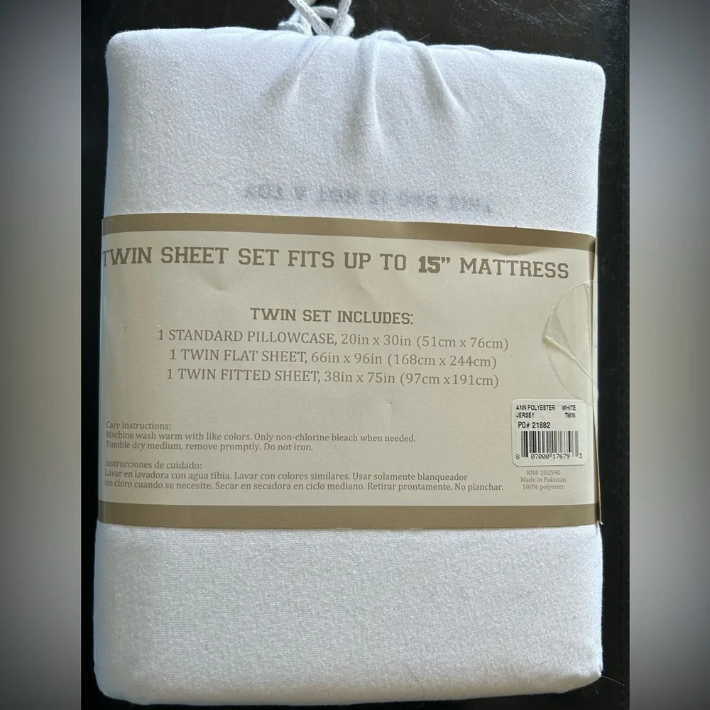 Jersey knit t-shirt twin sheets - white - Picture 2 of 2